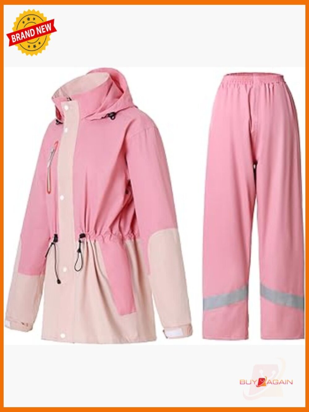 Waterproof Rain Jacket and Pants 2 Piece Suit Breathable Outdoor